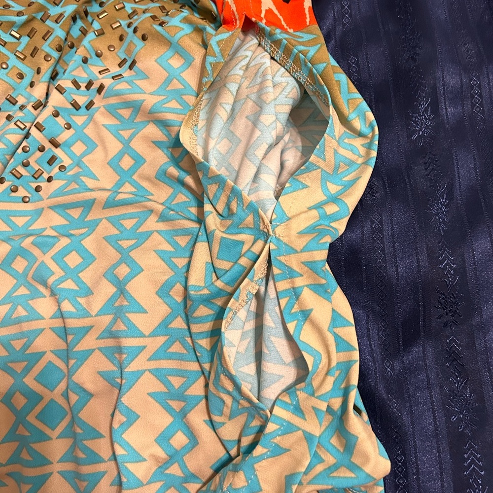 Multiples Multicolor Aztex Print Top - Picture 5 of 5